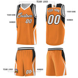 Custom Gold Orange Black and White Color Block Sports Uniform Basketball Jersey