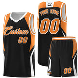 Custom Black Gold Orange and White Color Block Sports Uniform Basketball Jersey