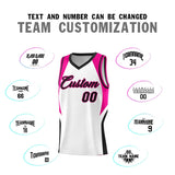 Custom White Pink and Black Color Block Sports Uniform Basketball Jersey