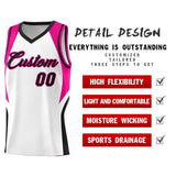Custom White Pink and Black Color Block Sports Uniform Basketball Jersey