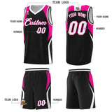 Custom Black Pink and White Color Block Sports Uniform Basketball Jersey