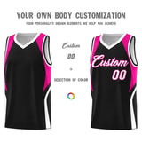 Custom Black Pink and White Color Block Sports Uniform Basketball Jersey