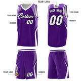 Custom Purple Light Purple and White Color Block Sports Uniform Basketball Jersey