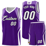 Custom Purple Light Purple and White Color Block Sports Uniform Basketball Jersey