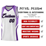 Custom White Light Purple and Purple Color Block Sports Uniform Basketball Jersey