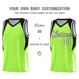 Custom Fluorescent Green Black and White Color Block Sports Uniform Basketball Jersey
