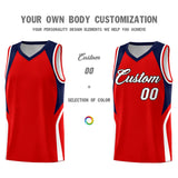 Custom Red Navy and White Color Block Sports Uniform Basketball Jersey