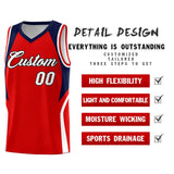 Custom Red Navy and White Color Block Sports Uniform Basketball Jersey