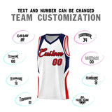 Custom White Navy and Red Color Block Sports Uniform Basketball Jersey