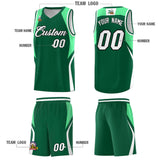 Custom Kelly Green Green and White Color Block Sports Uniform Basketball Jersey