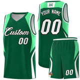 Custom Kelly Green Green and White Color Block Sports Uniform Basketball Jersey