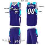 Custom Royal Sky Blue and White Color Block Sports Uniform Basketball Jersey