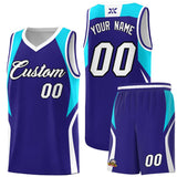 Custom Royal Sky Blue and White Color Block Sports Uniform Basketball Jersey