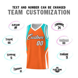 Custom Orange Aqua and White Color Block Sports Uniform Basketball Jersey