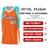 Custom Orange Aqua and White Color Block Sports Uniform Basketball Jersey