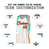Custom White Aqua and Orange Color Block Sports Uniform Basketball Jersey