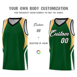 Custom Green Buckskin Brown and White Color Block Sports Uniform Basketball Jersey