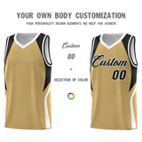 Custom Old Gold Black and White Color Block Sports Uniform Basketball Jersey