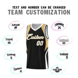 Custom Black Old Gold and White Color Block Sports Uniform Basketball Jersey
