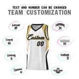 Custom White Old Gold and Black Color Block Sports Uniform Basketball Jersey