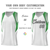 Custom White Green and Gray Color Block Sports Uniform Basketball Jersey