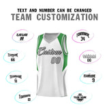 Custom White Green and Gray Color Block Sports Uniform Basketball Jersey