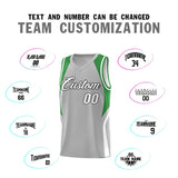 Custom Gray Green and White Color Block Sports Uniform Basketball Jersey