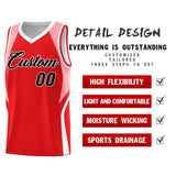 Custom Red Light Pink and White Color Block Sports Uniform Basketball Jersey