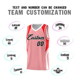 Custom Light Pink Red and White Color Block Sports Uniform Basketball Jersey