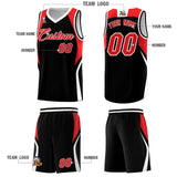 Custom Black Red and White Color Block Sports Uniform Basketball Jersey
