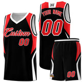 Custom Black Red and White Color Block Sports Uniform Basketball Jersey