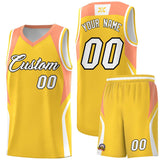 Custom Gold Orange and White Color Block Sports Uniform Basketball Jersey