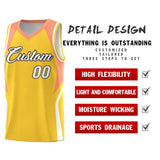 Custom Gold Orange and White Color Block Sports Uniform Basketball Jersey