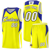 Custom Gold Royal and White Color Block Sports Uniform Basketball Jersey