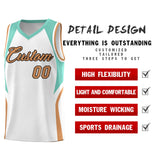 Custom White Blue and Buckskin Brown Color Block Sports Uniform Basketball Jersey
