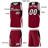 Custom Crimson Black and White Color Block Sports Uniform Basketball Jersey