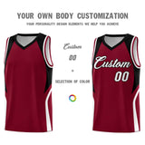 Custom Crimson Black and White Color Block Sports Uniform Basketball Jersey
