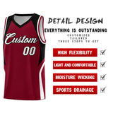 Custom Crimson Black and White Color Block Sports Uniform Basketball Jersey