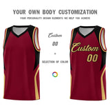 Custom Crimson Old Gold and Black Color Block Sports Uniform Basketball Jersey