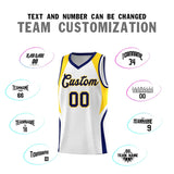 Custom White Navy and Gold Color Block Sports Uniform Basketball Jersey