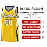 Custom Gold White and Navy Color Block Sports Uniform Basketball Jersey