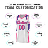 Custom White Purple and Pink Color Block Sports Uniform Basketball Jersey