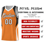 Custom Gold Orange Black and White Color Block Sports Uniform Basketball Jersey