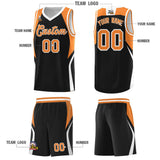 Custom Black Gold Orange and White Color Block Sports Uniform Basketball Jersey