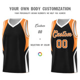 Custom Black Gold Orange and White Color Block Sports Uniform Basketball Jersey