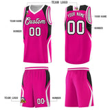 Custom Pink Black and White Color Block Sports Uniform Basketball Jersey