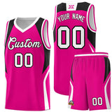 Custom Pink Black and White Color Block Sports Uniform Basketball Jersey