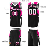 Custom Black Pink and White Color Block Sports Uniform Basketball Jersey
