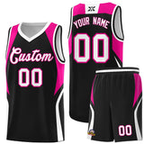 Custom Black Pink and White Color Block Sports Uniform Basketball Jersey