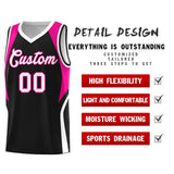 Custom Black Pink and White Color Block Sports Uniform Basketball Jersey
